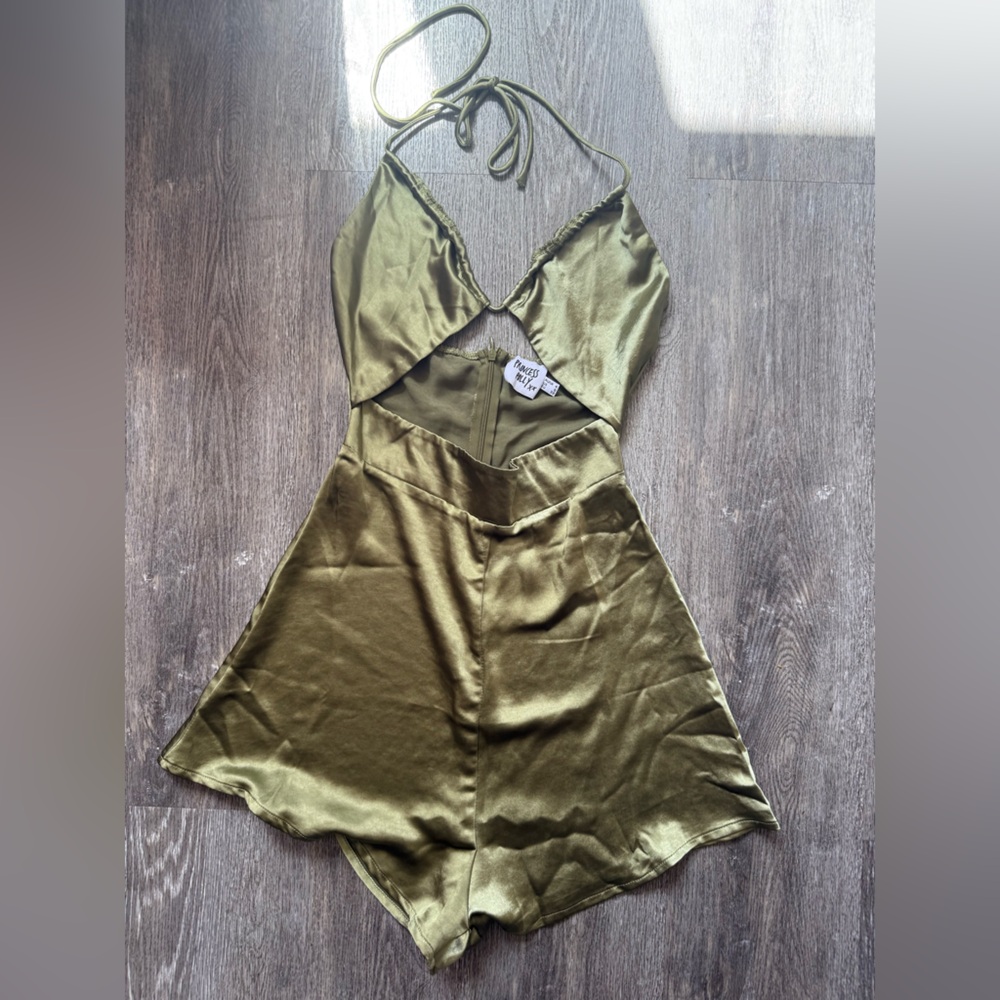 Princess Polly Sage Satin Dress